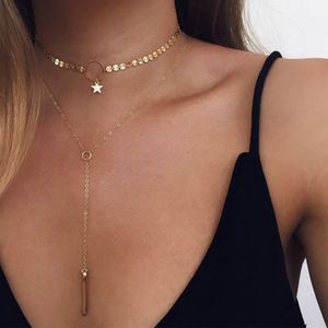 Collier Double Pendentif Pour Femme